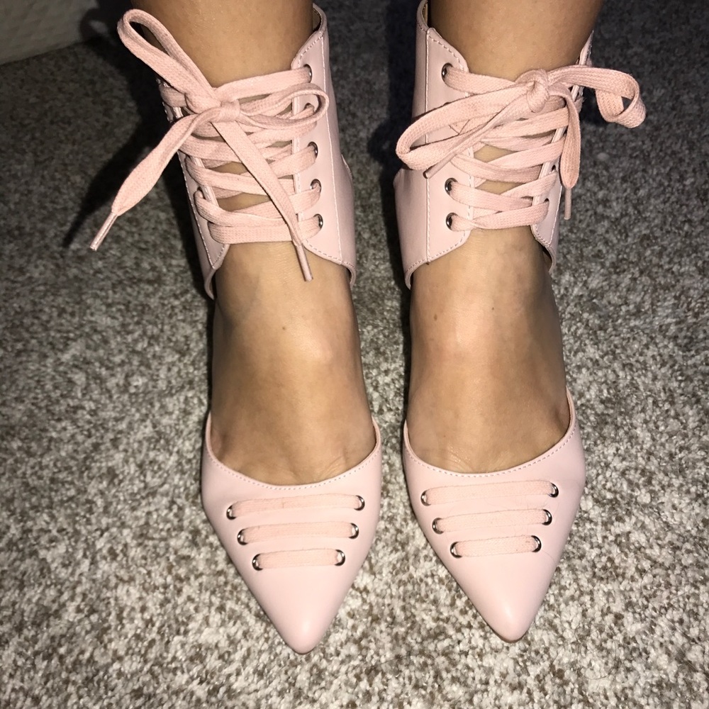 Rose Lace Up Heel