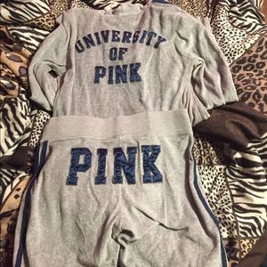 Pink velour sweat outfit!