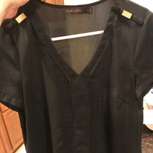 Black Silky Blouse with Gold Hardware.