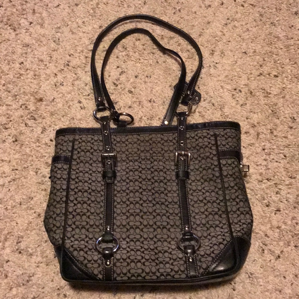 Coach Signature Black/Grey Hobo -Like New
