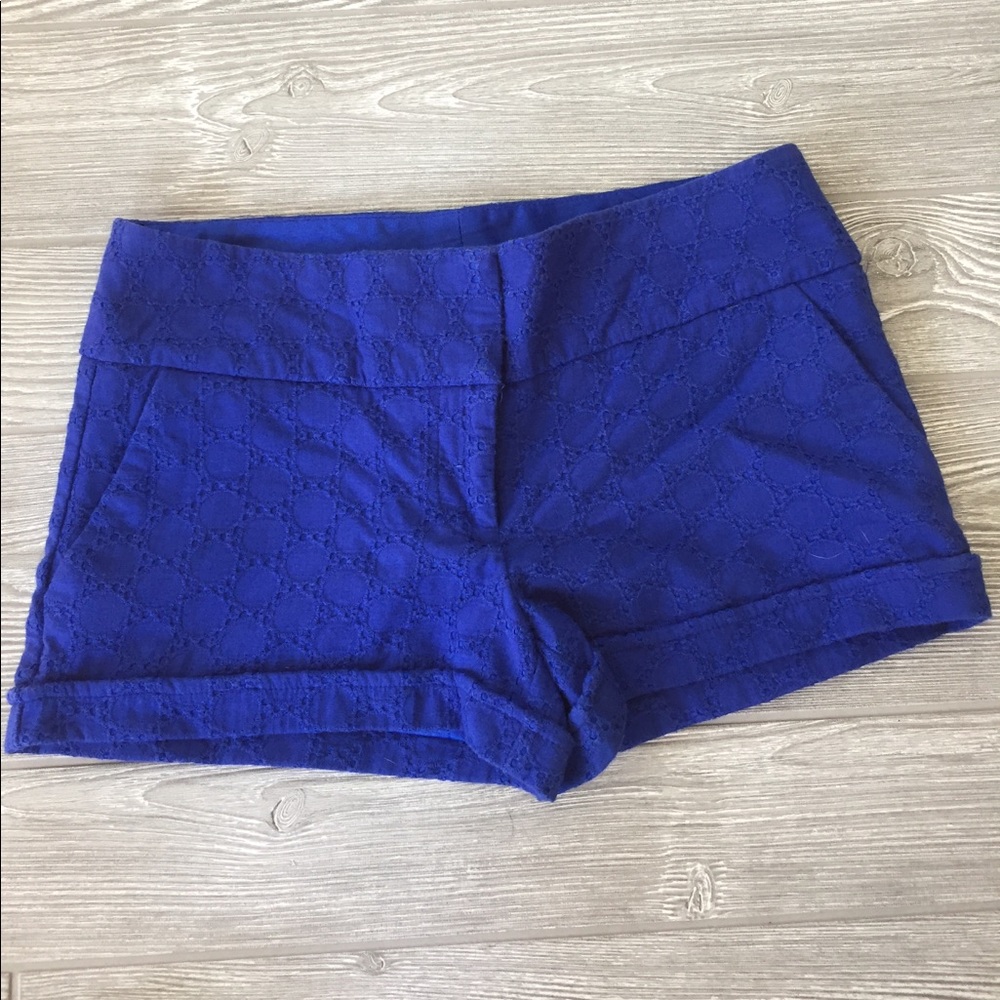 Blue eyelet shorts. Short shorts. Size 6.
