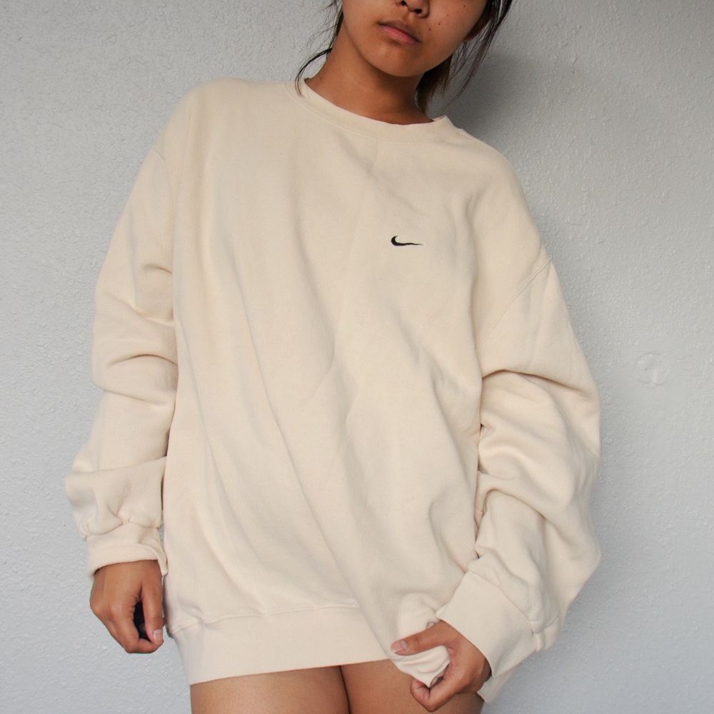 Oversized Cream Nike Crewneck Sweater