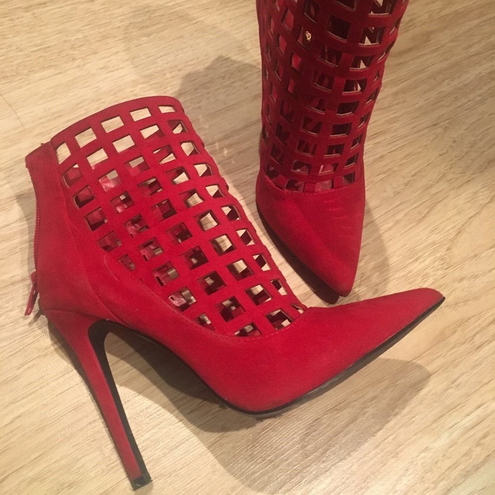 Sexy Red Caged Booties