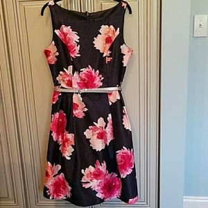 Sleeveless navy blue with pink flower dress