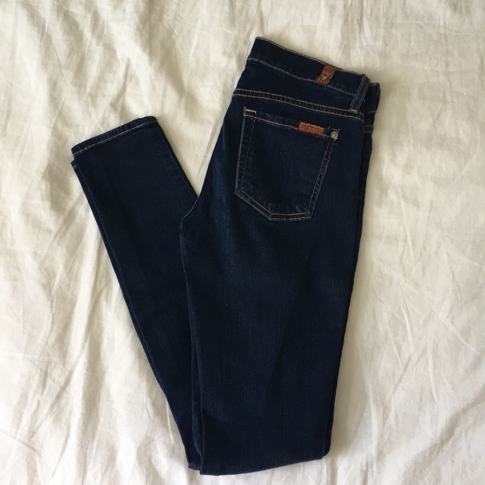 7FAM The Skinny Dark Wash Ankle Jean