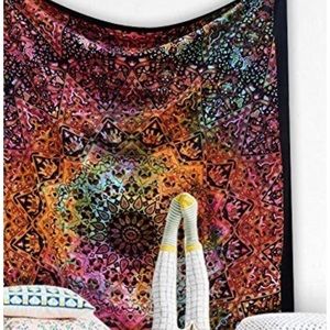 Rainbow Mandala Tapestry