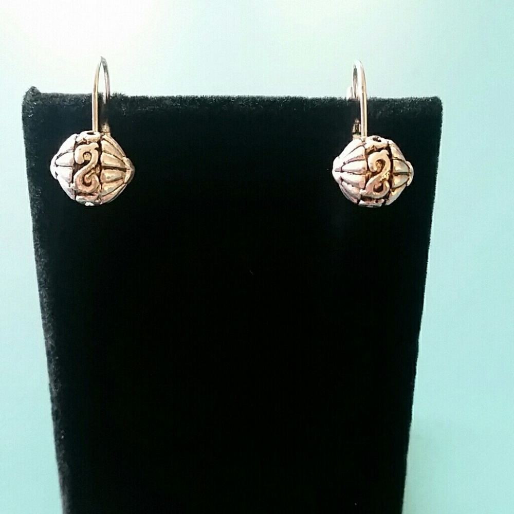 Silver and Black Leverback Earrings