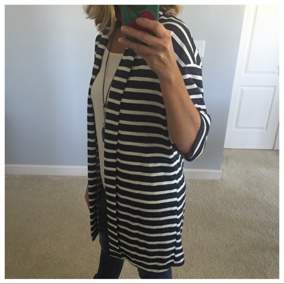 Navy & White Stripe Open Jacket/Cardi - Picture 3 of 5