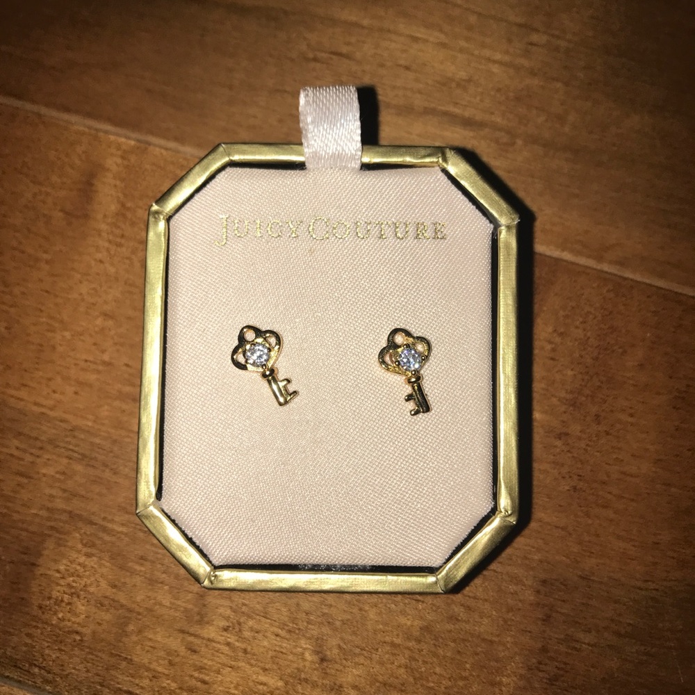 Juicy Couture gold key earrings