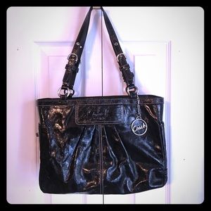 Authentic Black Patent Leather Coach tote