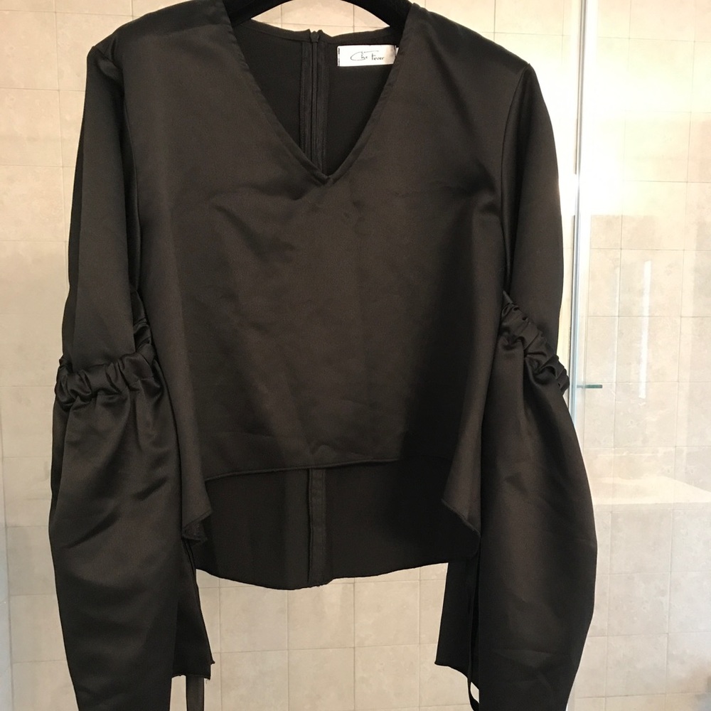 Satin bell sleeves top