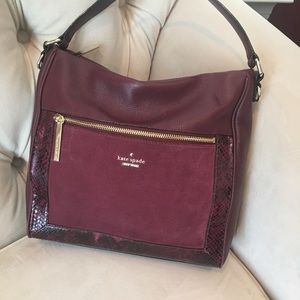 Kate Spade Cross body Purse -burgundy leather 11"