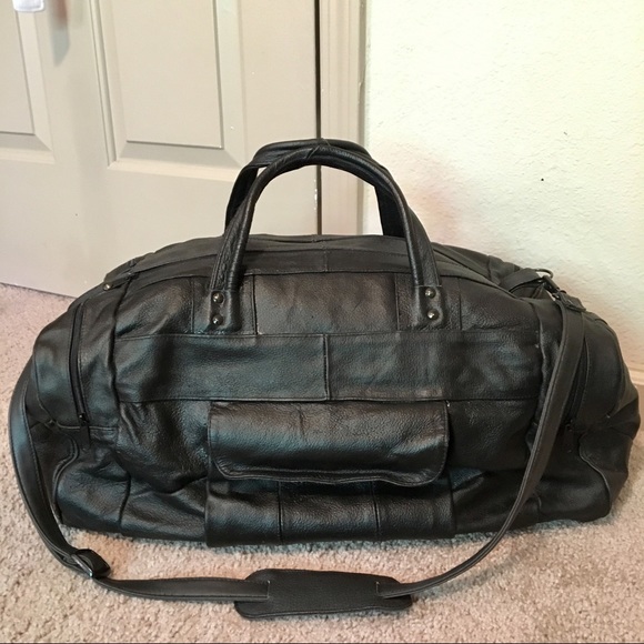 patchwork leather duffle bag