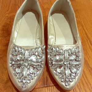 Gold rhinestone flats