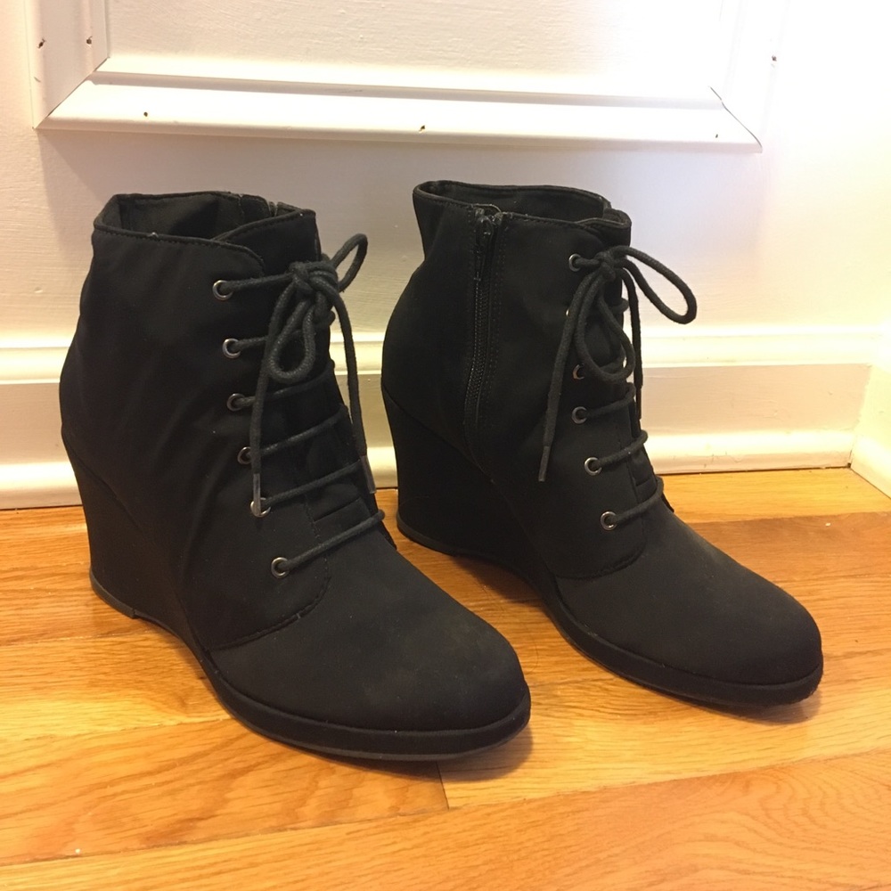 Black Wedge Booties