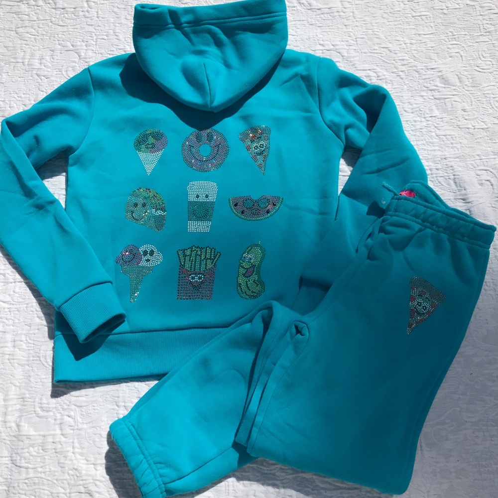 CLEARANCE!!**BUTTER Fleece Lined Blue Blinged Set - Picture 2 of 7
