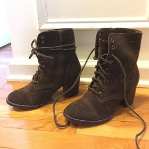 Brown Suede Heeled Boots