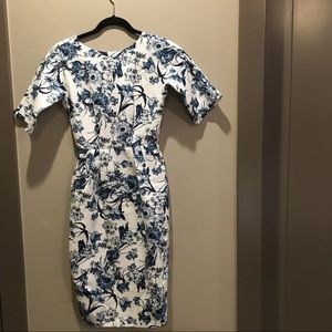 ASOS Petite Blue and White Patterned Midi Dress