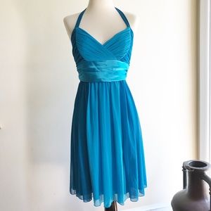 Pretty halter top blue ombré cocktail dress