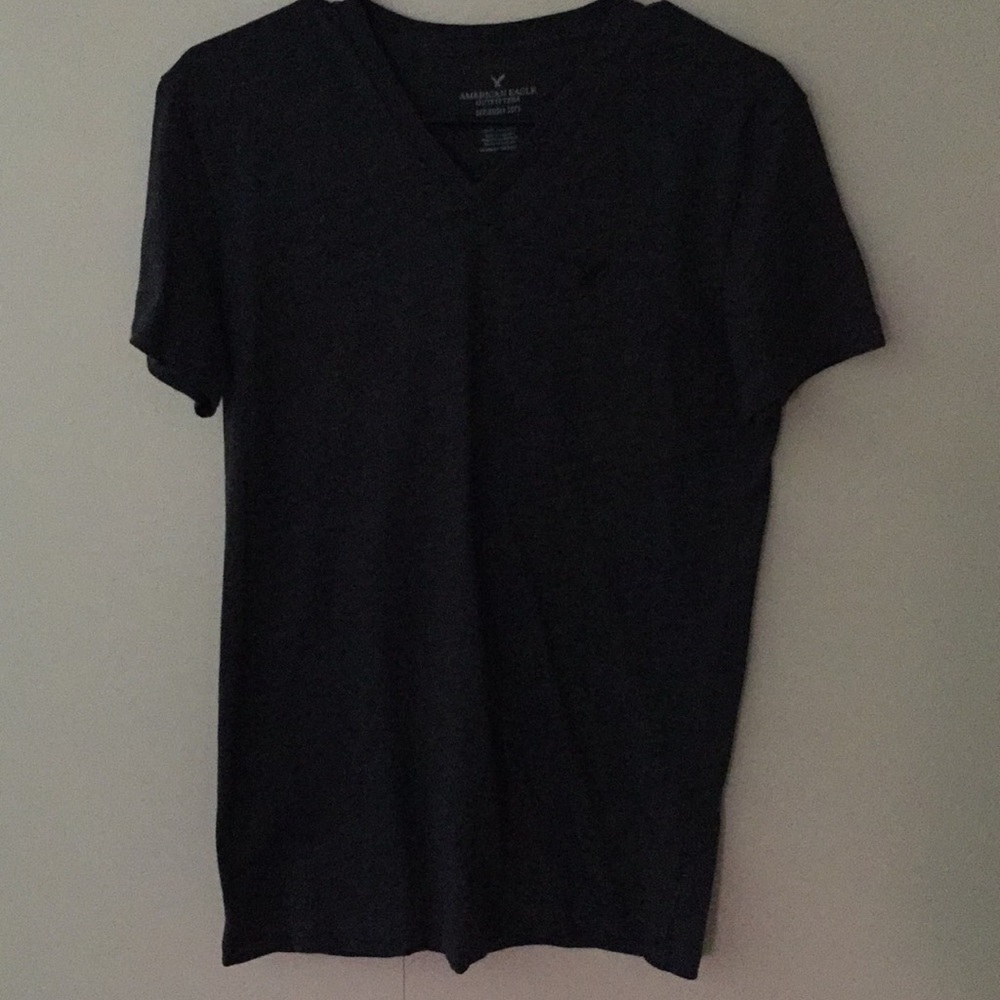 Men's Charcoal Gray American Eagle v-neck.