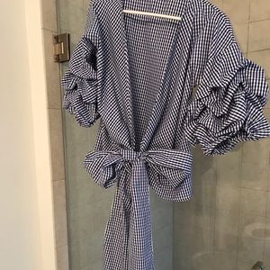 Open back cropped gingham top