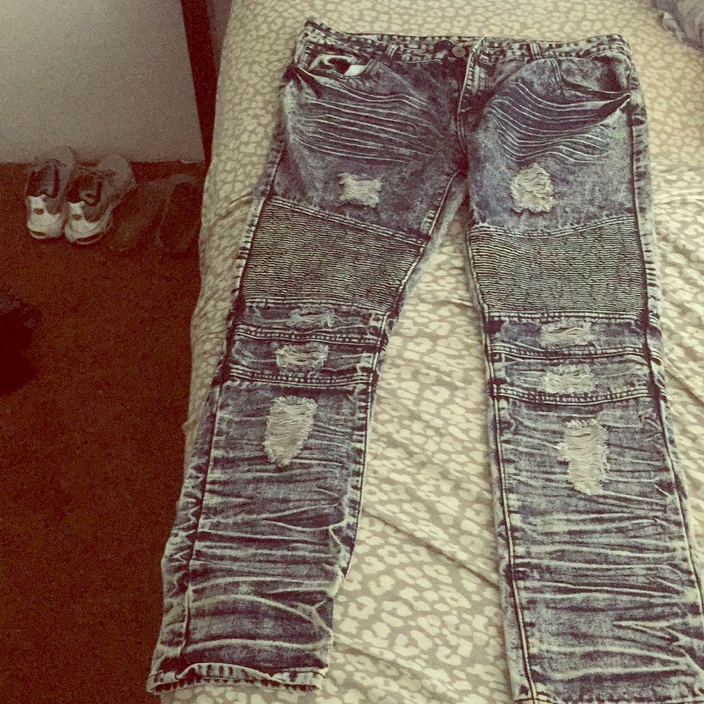 Grey and blue DNM jeans