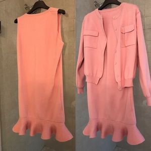 Baby pink dress and cardigan set