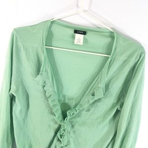 ✨SALE✨ J. Crew Green Ruffled Cardigan