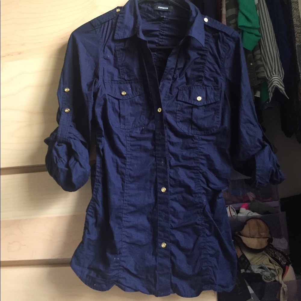 Express navy button up