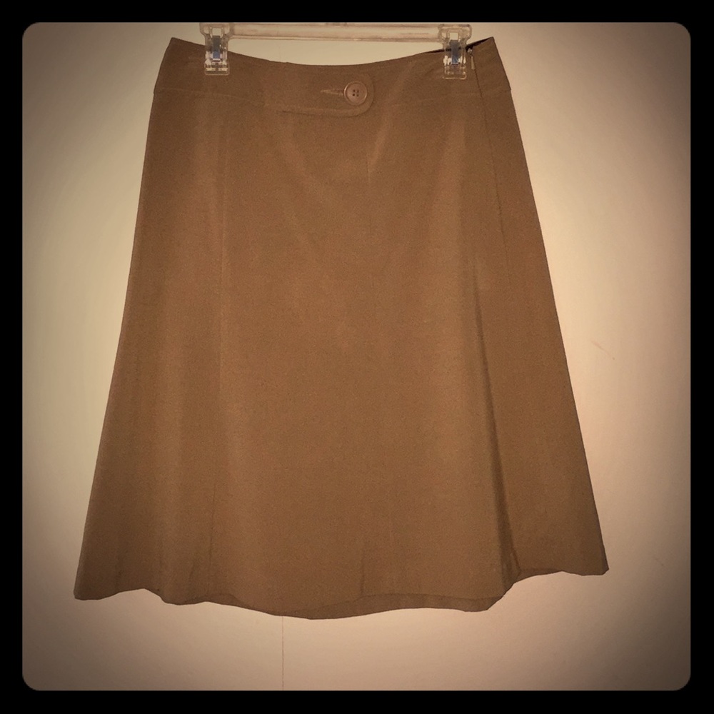 Camel colored A-line skirt.