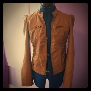 Brown leather jacket (synthetic) size medium SALE!