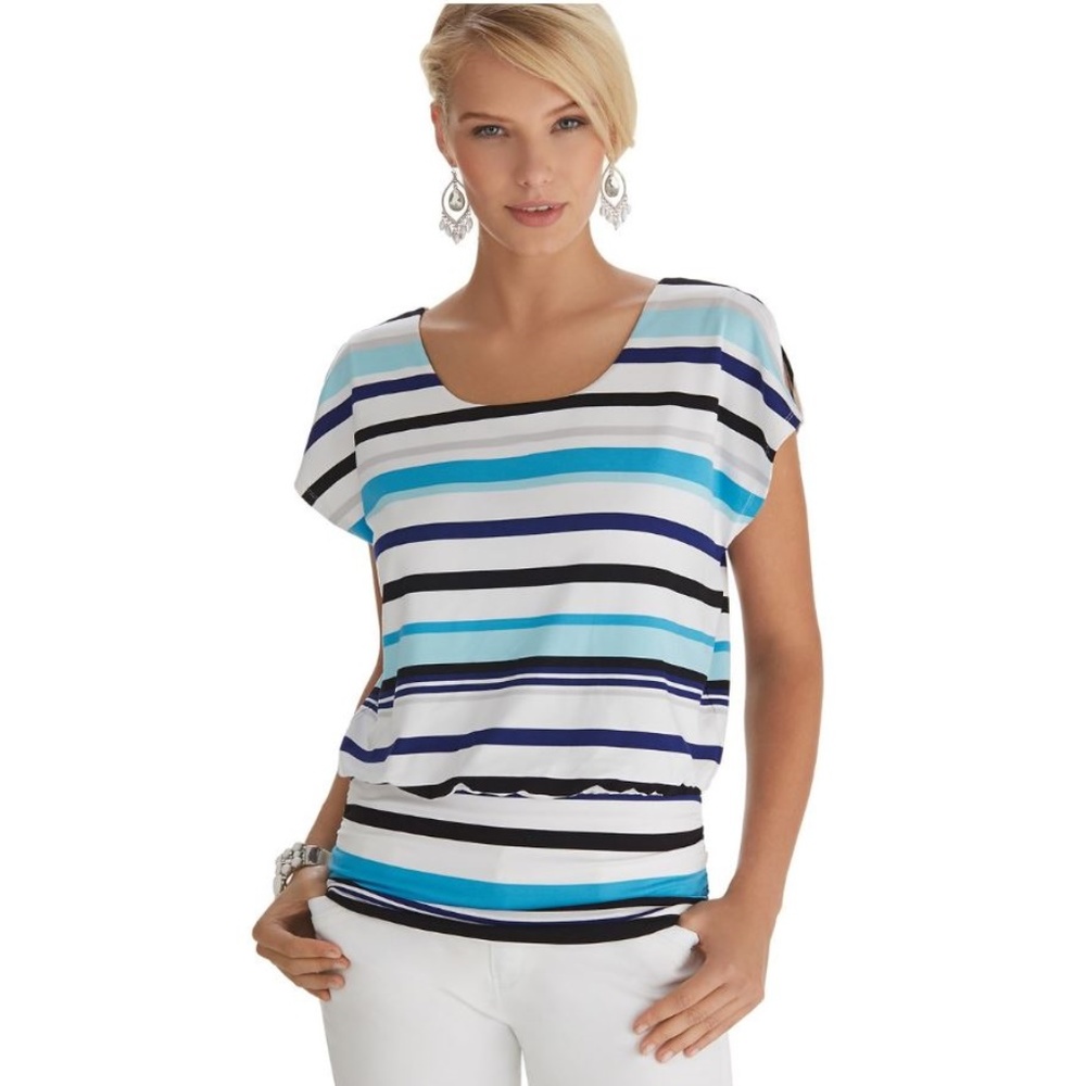 WHBM Striped Blousan Top, Sz XXS