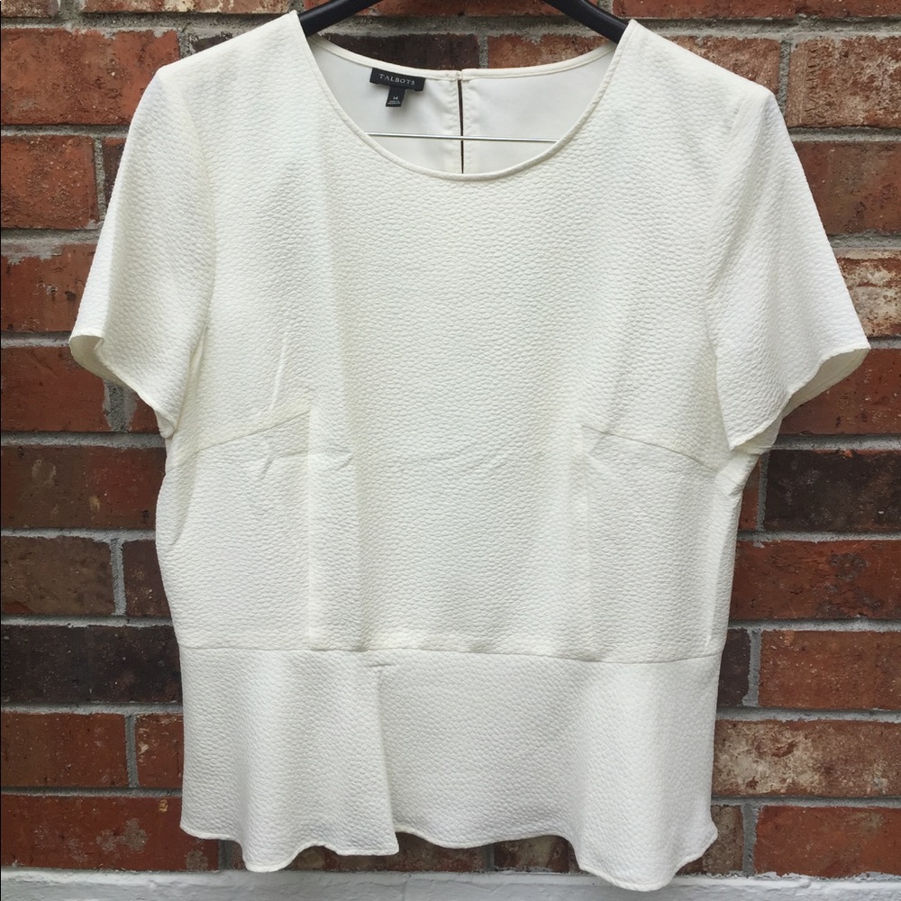 Talbots Ivory Peplum Top size 14