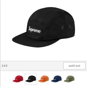 Supreme washed nylon camp cap black