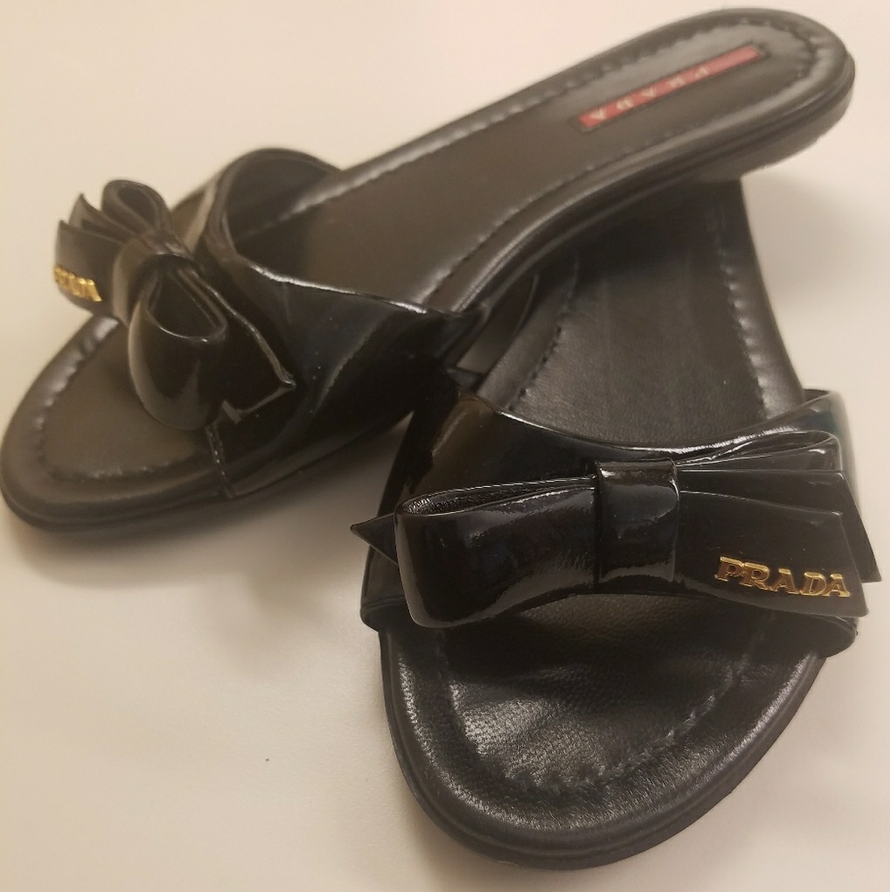 Black Prada Bow Flats 37.5