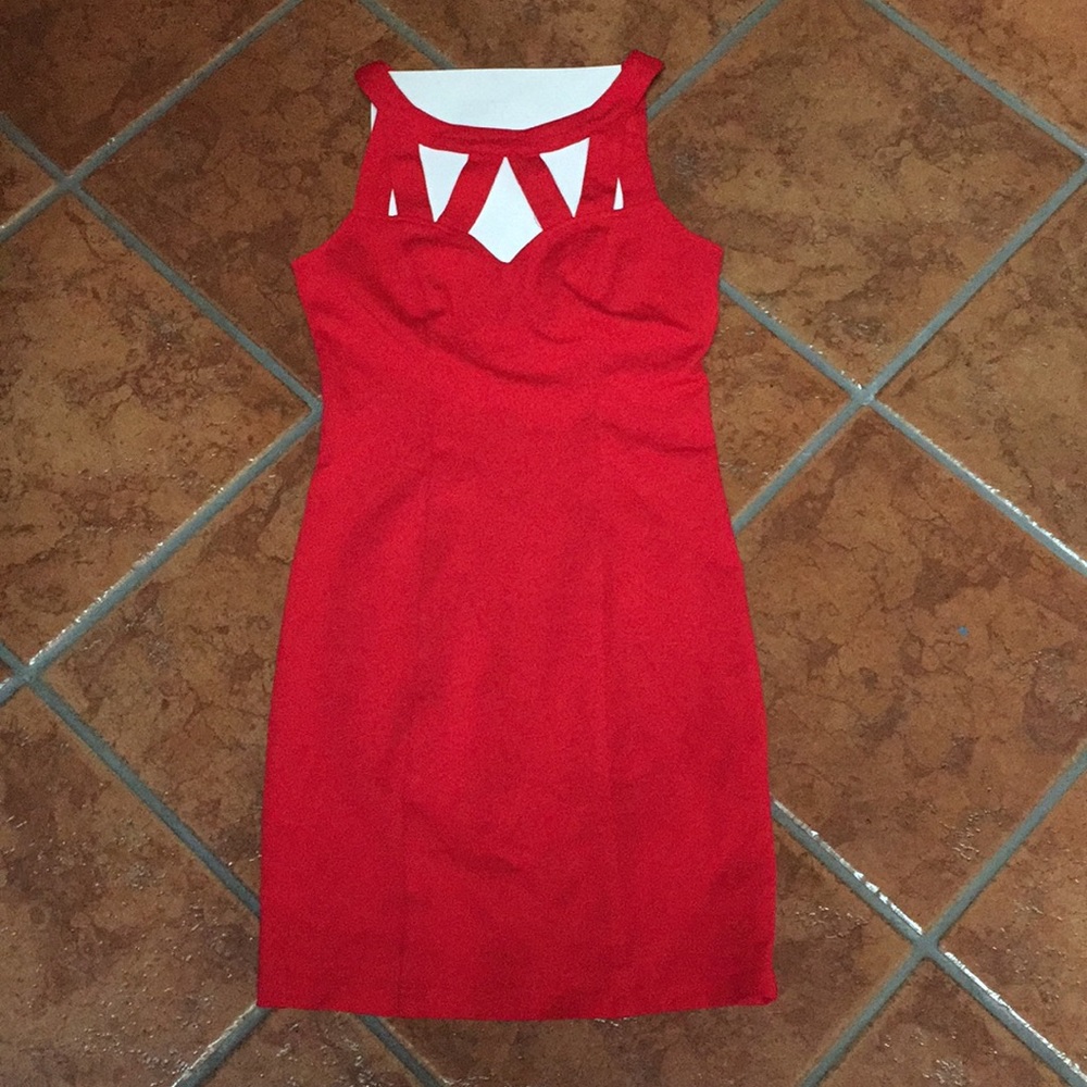 Bright Red Cut Out Cocktail Dress