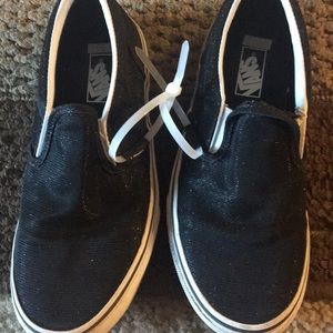 Girls slip on black glitter vans