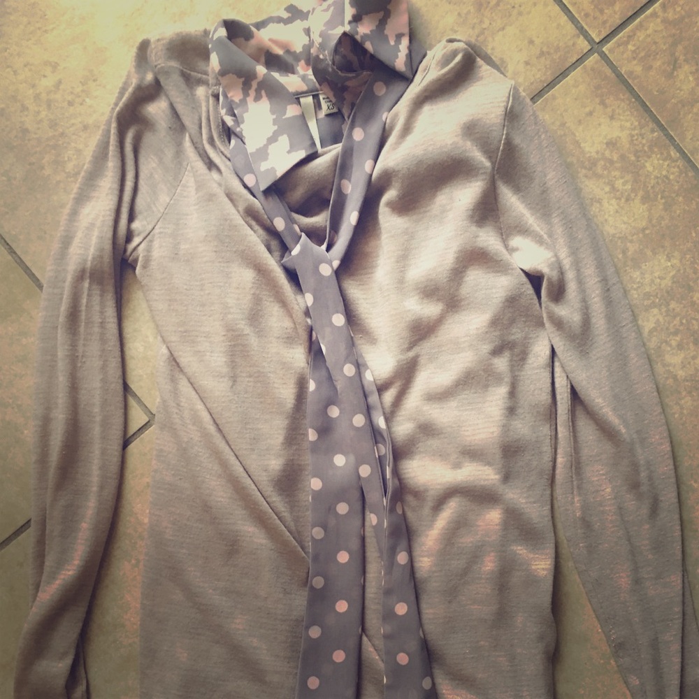 Button Down With Tie Layered Under Long Sleeve - image 1