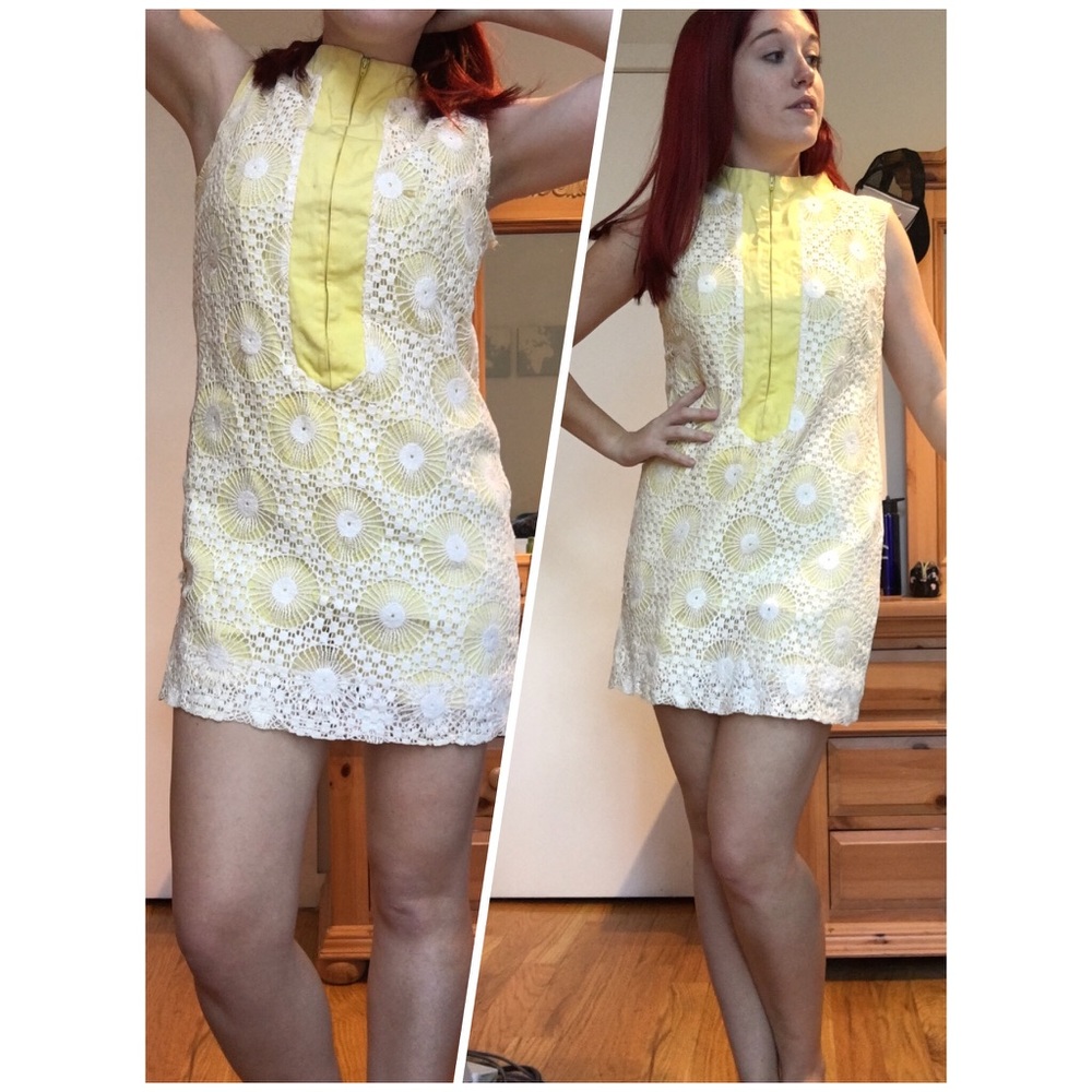 Vintage 1960's yellow and white romper/dress