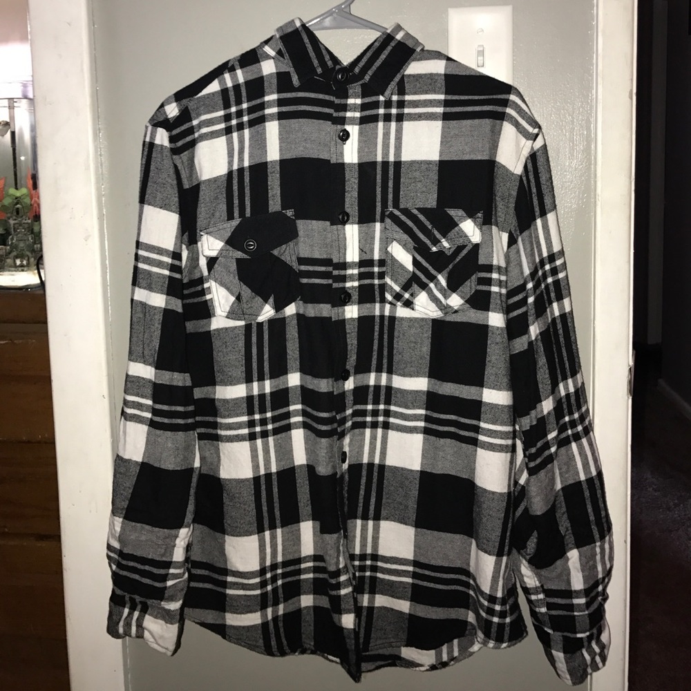 Men's Flannel Black and White Like New - Picture 3 of 4
