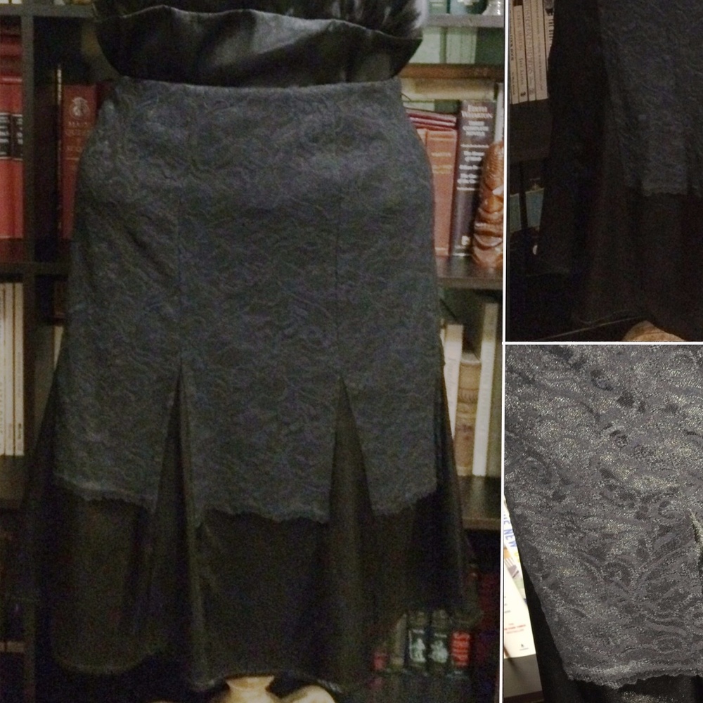 Black Satin & Lace Torrid Tulip Skirt Sz 16 + Top