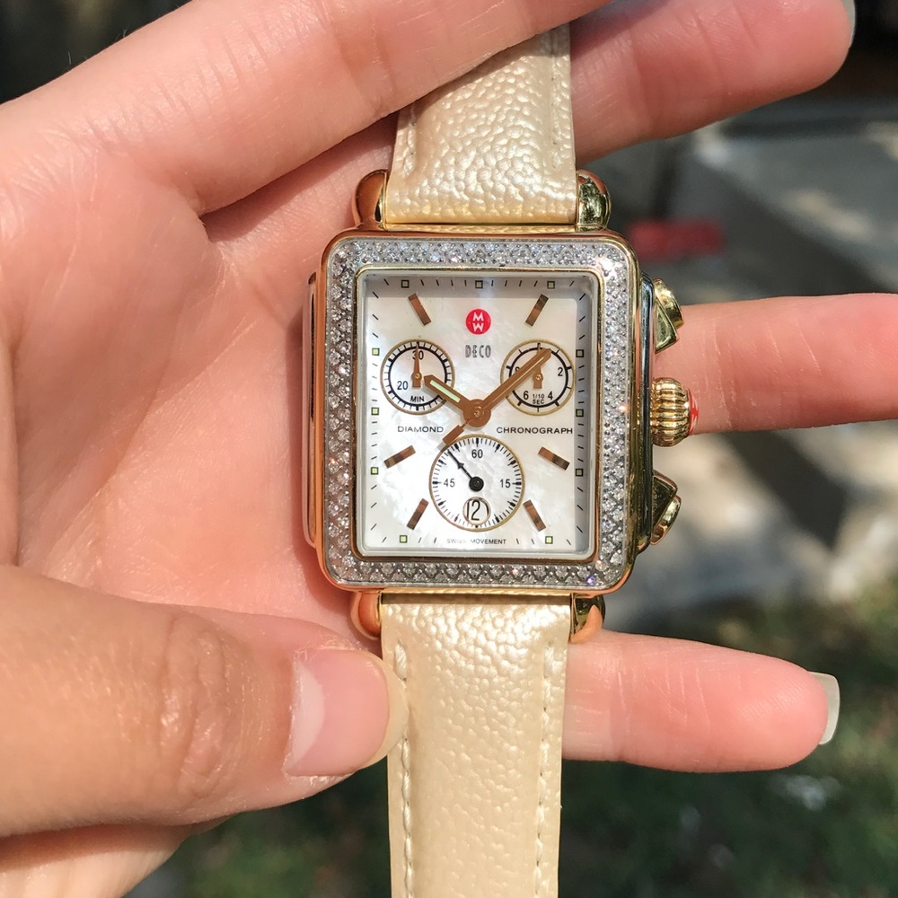 Michele | Two Tone Gold & Silver Deco Watch