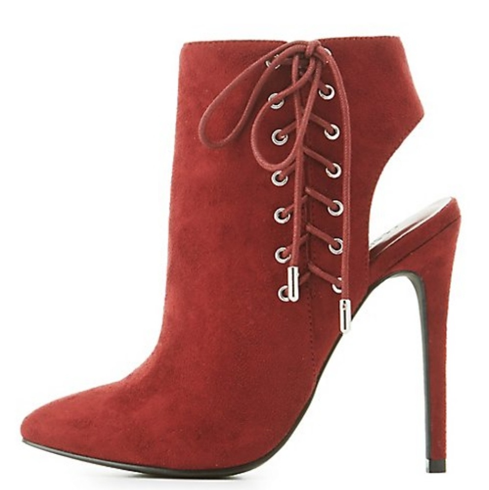 Nwt  Faux Suede Lace-up Side Booties