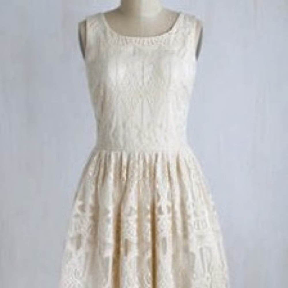 ModCloth "Louvre at First Sight" Dress in Cream
