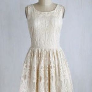 ModCloth "Louvre at First Sight" Dress in Cream