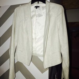 Shimmer Linen blend asymmetrical open blazer