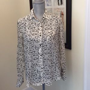 Eyeglass Print Button Up