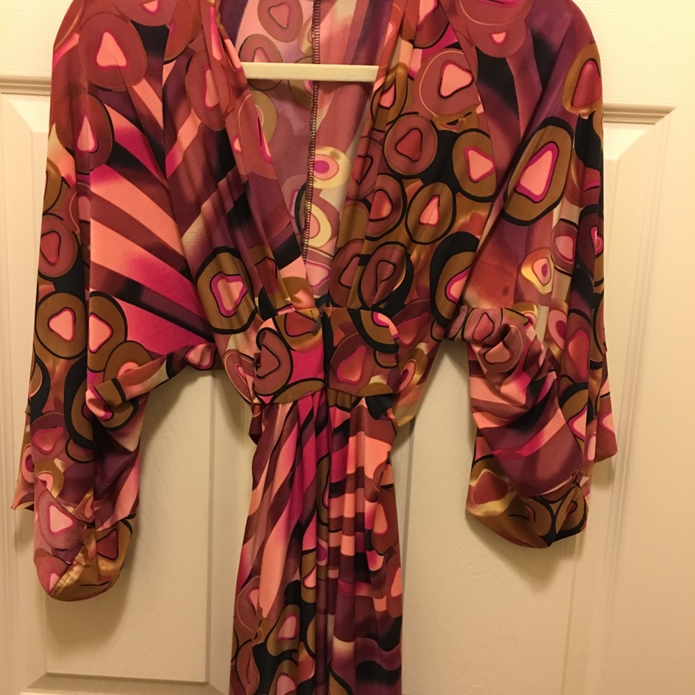 Multicolored silky sleep boutique minidress.