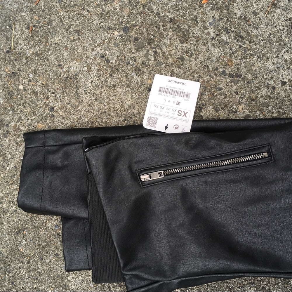 zara faux leather biker pants