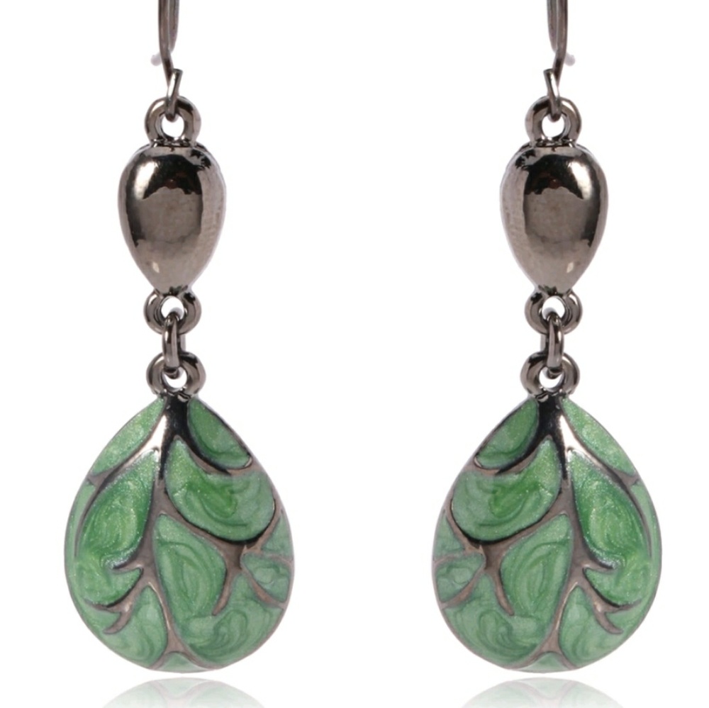Glazed Green Dangle Earrings